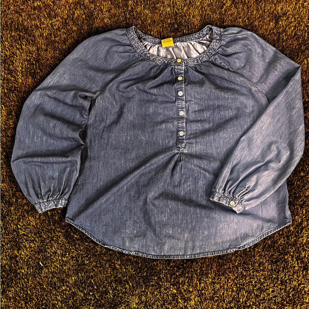 Faded Glory Women's Denim Blue Button Down Shirt